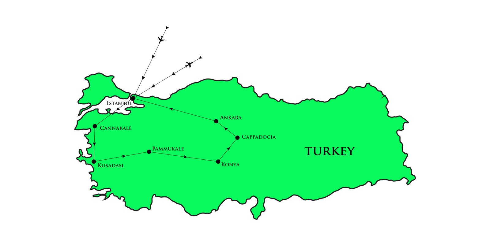 Map of Turkey itinerary